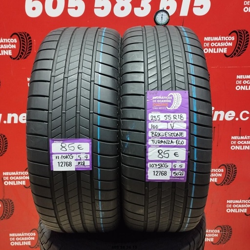 [Ref: 12768] 2x 235 55 R18 100V BRIDGESTONE TURANZA ECO SUV 5.4/5.5mm REF:12768