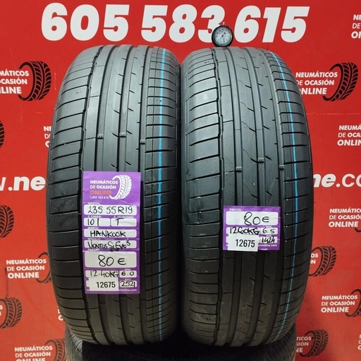 [Ref: 12675] 2x 235 55 R19 101T HANKOOK VENTUS S1 EVO3 6.0/6.5mm REF:12675