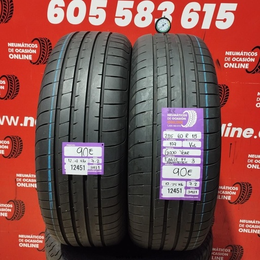 [Ref: 12451] 2x 235 60 R18 107VXL GOODYEAR EAGLE F1 ASYMMETRIC3 7.2/7.2mm REF:12451