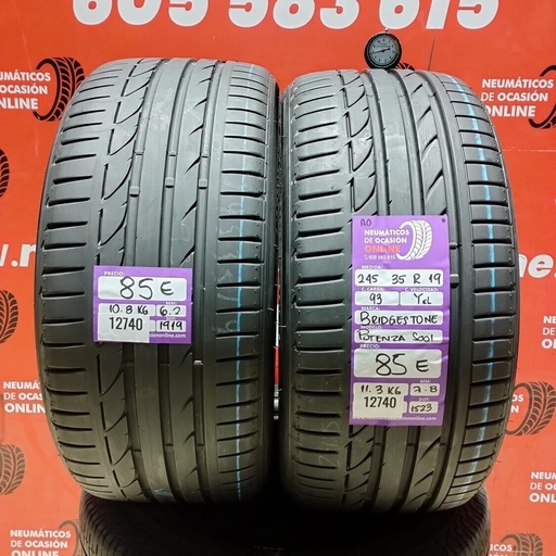 [Ref: 12740] 2x 245 35 19 93YXL BRIDGESTONE POTENZA S001 7.8/6.2mm REF:12740