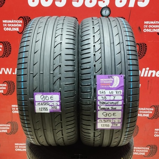 [Ref:12755] 2x 245 45 R19 98Y BRIDGESTONE POTENZA 5001 RSC 5.5/5.8mm REF:12755