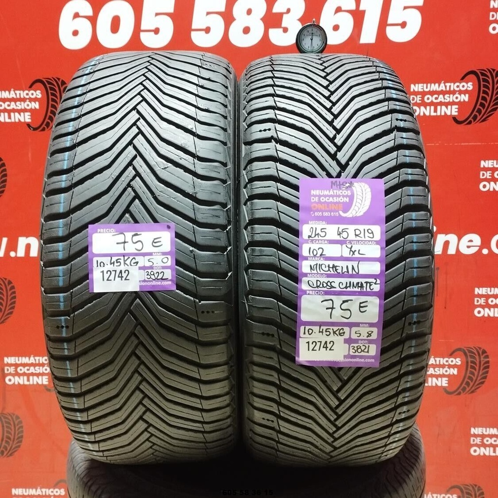 2x 245 45 R19 102YXL MICHELIN CROSS CLIMATE2 5.8/5.0mm REF:12742