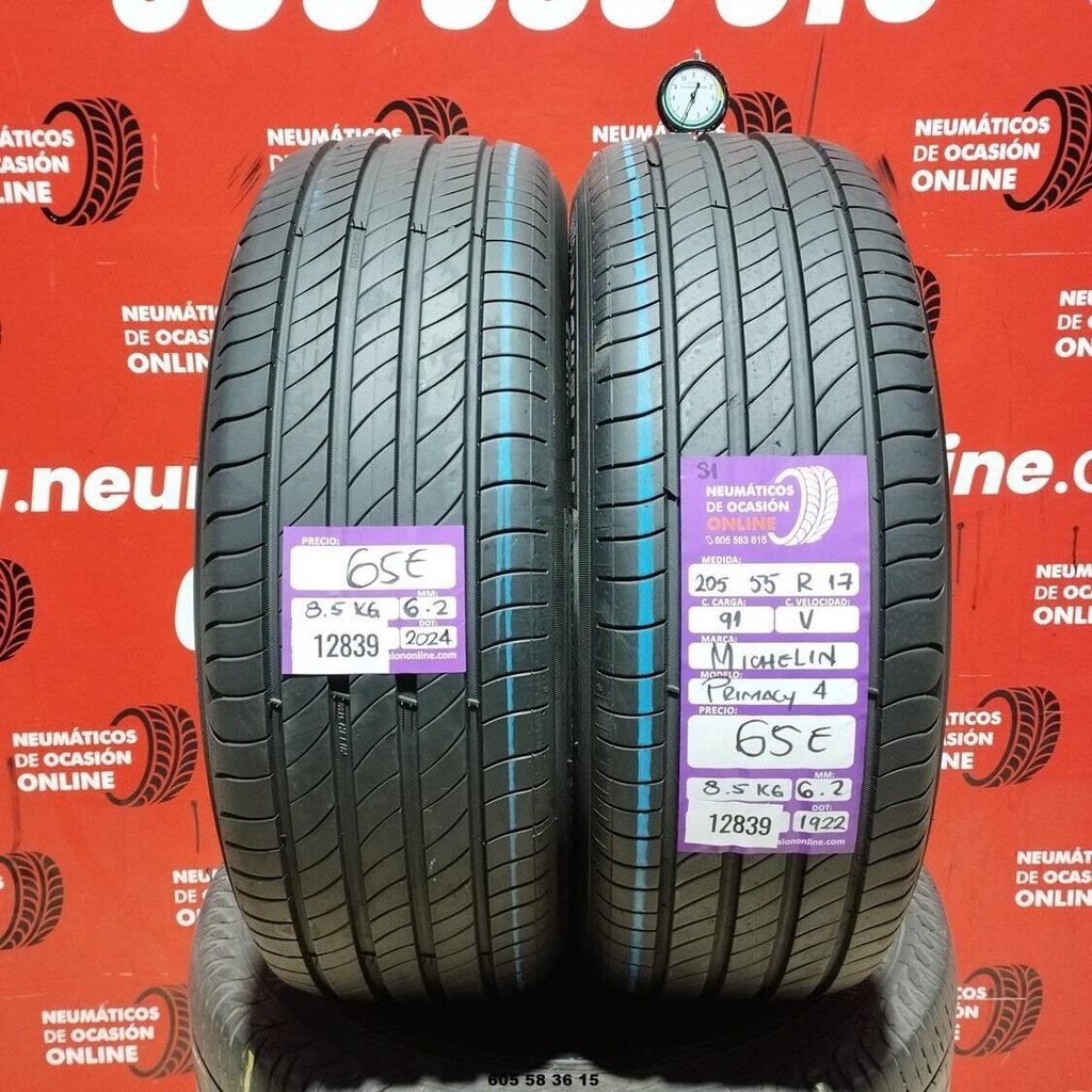 2x 205 55 R17 91V MICHELIN PRIMACY4 S1 6.2/6.2mm REF:12839