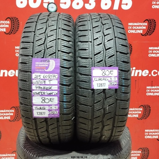 [Ref: 12877] 2x 215 60 R17C 109/107T HANKOOK WINTER 8.5/8.0mm REF:12877