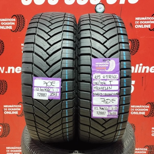 [Ref: 12887] 2x 215 65 R16C 106/104T MICHELIN AGILIS CROSSCLIMATE M+S* 7.1/7.8mm REF:12887