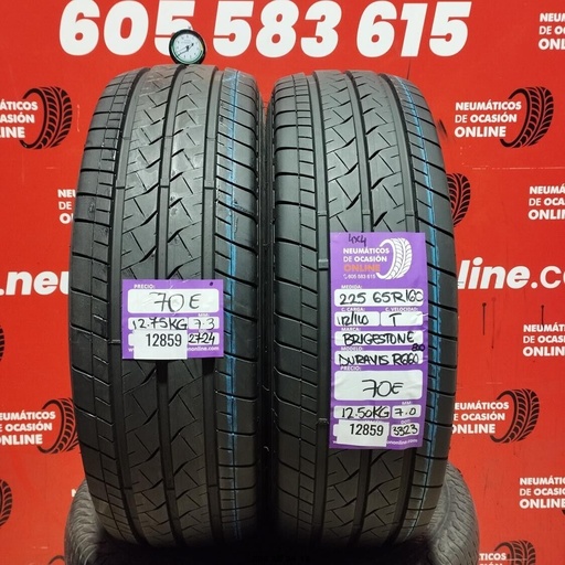 [Ref: 12859] 2x 225 65 R16C 112/110T BRIDGESTONE DURAVIS R660 4X4 7.3/7.0mm REF:12859