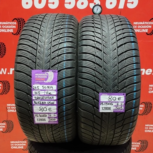 [Ref: 12806] 2x 245 50 R19 105VXL BRIDGESTONE BLIZZAK LM001 M+S* RSC 6.0/6.2mm REF:12806