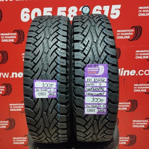 [Ref: 12853] 2x 235 85 R16C 114/111S CONTINENTAL CROSS CONTACT 4X4 6.4/6.4mm REF:12853