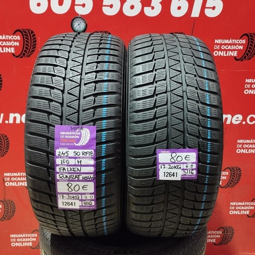 [Ref: 12641] 2x 245 50 R18 100H FALKEN RUNFLAT M+S* 7.0/6.8mm REF:12641