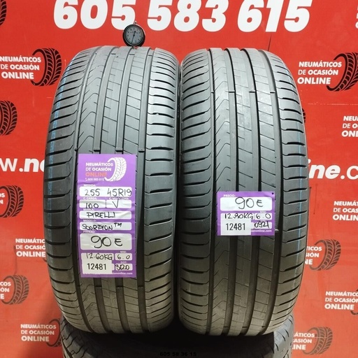 [Ref:12481] 2x 255 45 R19 100V PIRELLI SCORPION TM 6.0/6.0mm REF:12481