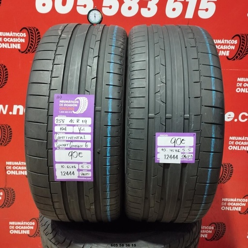 [Ref:12444] 2x 255 45 R19 104YXL CONTINENTAL SPORT CONTACT6 AO 5.5/5.5mm REF:12444