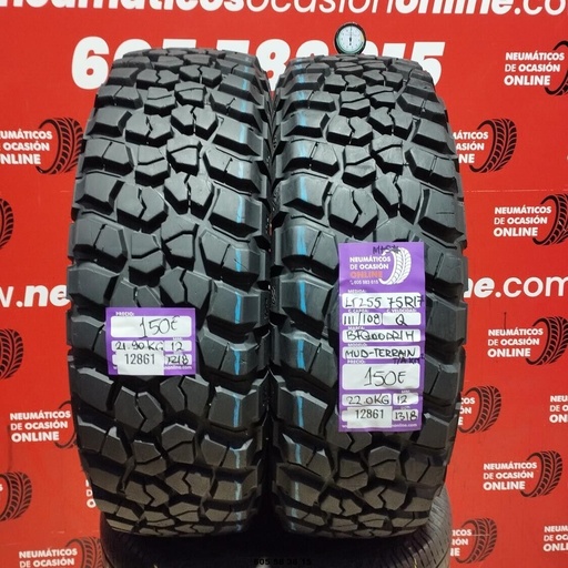 [Ref: 12861] 2x LT255 75 R17 111/108Q BFGOODRICH MUD-TERRAIN M+S* 12/12mm REF:12861