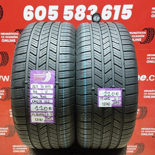 [Ref: 12747] 2x 265 50 R19 110V GOODYEAR EAGLE LS2 6.5/6.7mm REF:12747