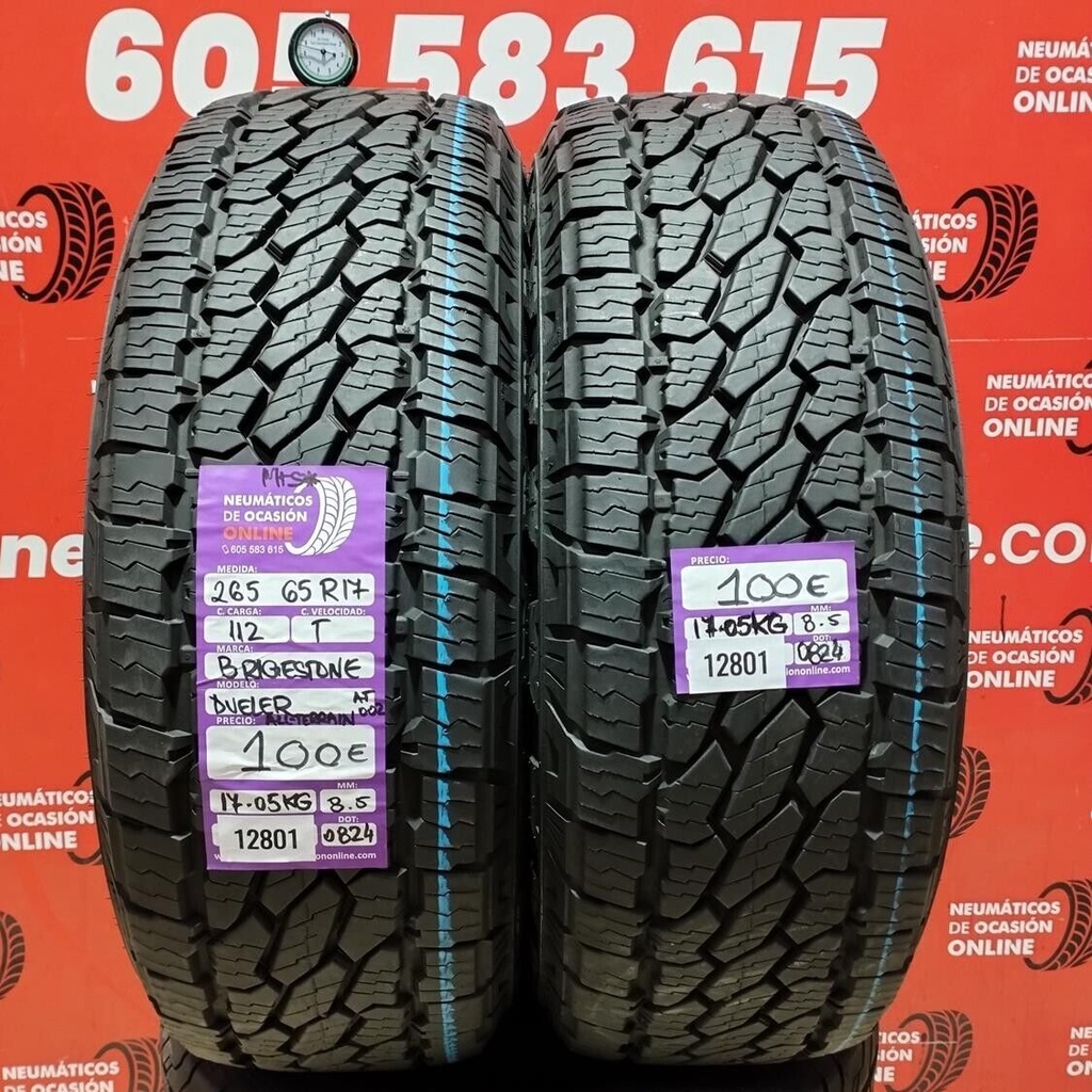 2x 265 65 R17 112T BRIDGESTONE DUELER M+S* 8.5/8.5mm REF:12801