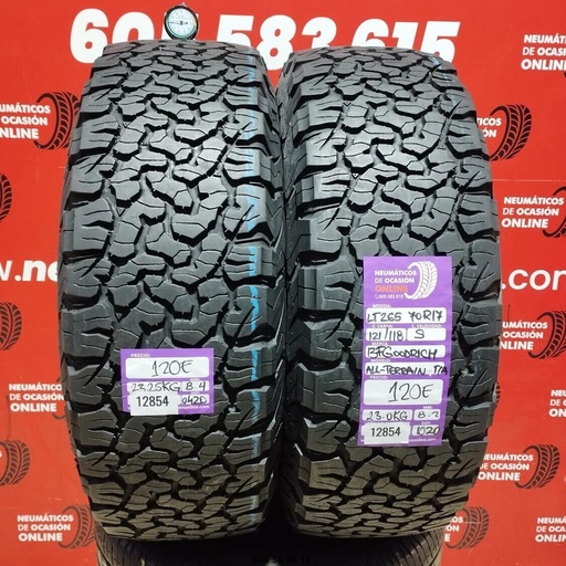 [Ref: 12854] 2x 265 70 R17 121/118S BFGOODRICH ALL-TERRAIN T/A 8.4/8.2mm REF:12854