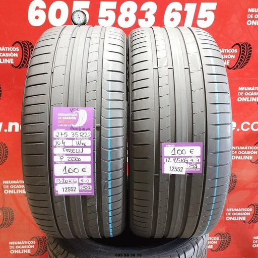 [Ref:12552] 2x 275 35 R22 104WXL PIRELLI PZERO VOL 5.0/4.7mm REF:12552