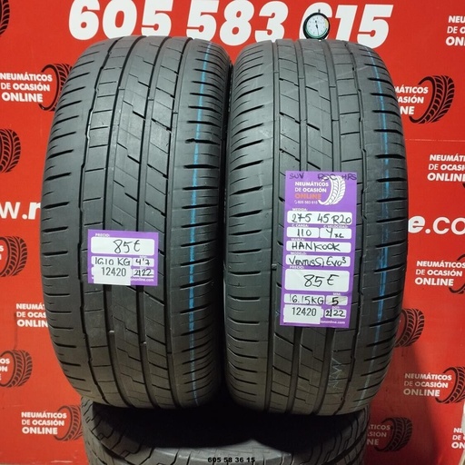 [Ref:12420] 2x 275 45 R20 110YXL HANKOOK VENTUS S1 EVO3 SUV RSC 4.7/5.0mm REF:12420