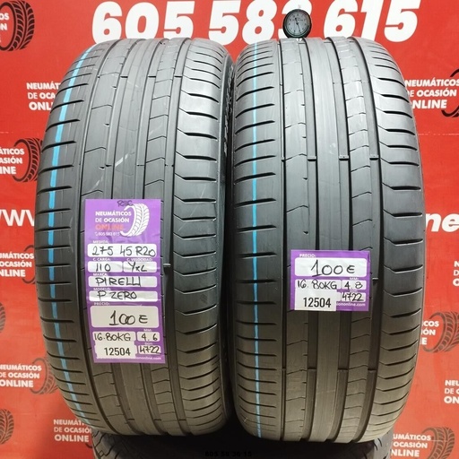 [Ref:12504] 2x 275 45 R20 110YXL PIRELLI PZERO RSC 4.6/4.8mm REF:12504