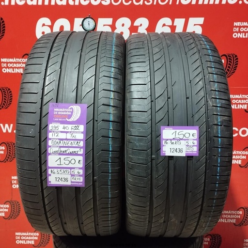 [Ref:12436] 2x 295 40 R22 112YXL CONTINENTAL CONTISPORT CONTACT5 SUV 5.6/5.6mm REF:12436