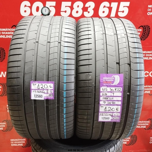 [Ref:12560] 2x 315 30 R22 107Y PIRELLI PZERO SUV 5.6/5.5mm REF:12560