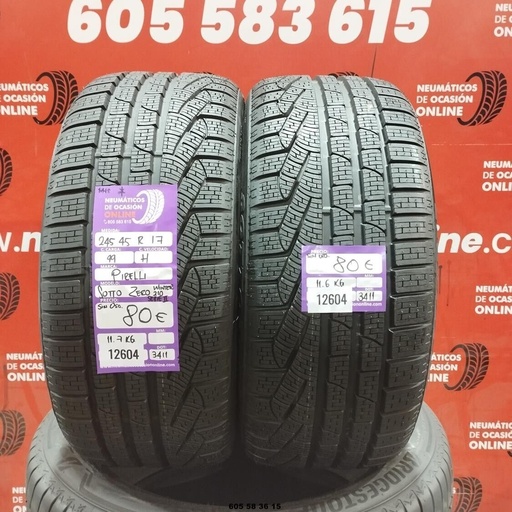 [Ref:12604] 2x 245 45 R17 99H PIRELLI SOTTO ZERO WINTER M+S* DOT:3411 (SIN USO) Ref:12604