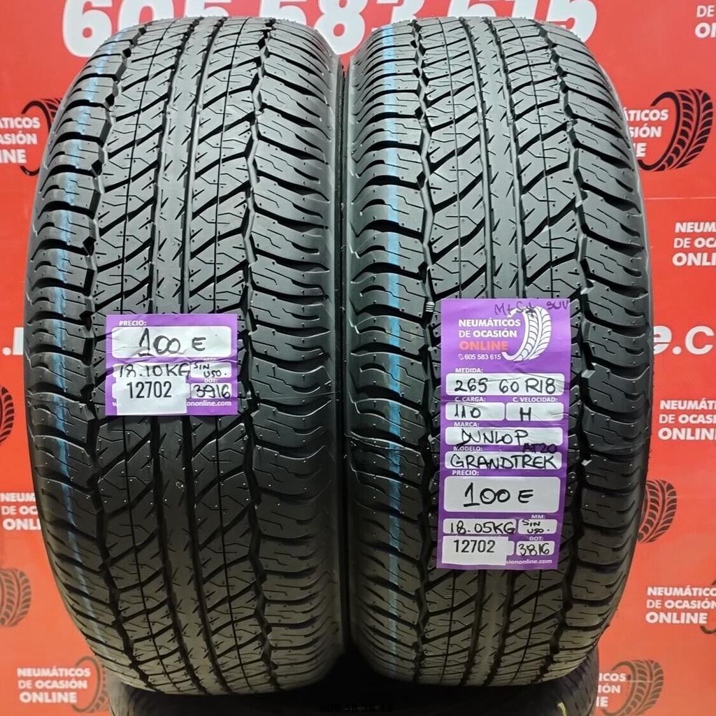 2x 265 60 R18 110H DUNLOP GRANDTREK M+S* SUV DOT: 3916 (SIN USO) Ref.12702