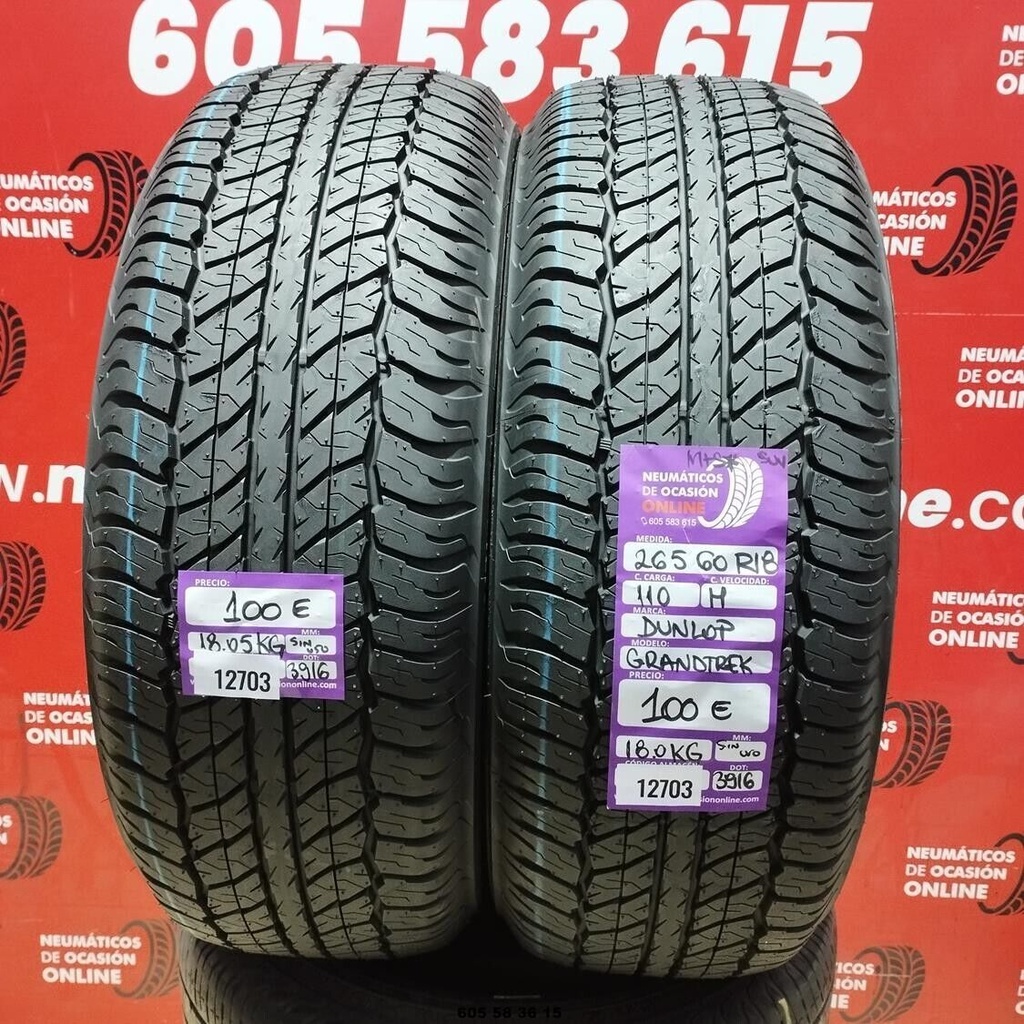 2x 265 60 18 110H DUNLOP GRANSTREK M+S* SUV DOT:3916 (SIN USO) Ref:12703