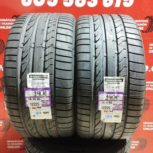 [Ref:12225] ¡¡OFERTA!!  2x 275 40 Z R18 99Y BRIDGESTONE POTENZA DOT:1920 (SIN USO) Ref:12225