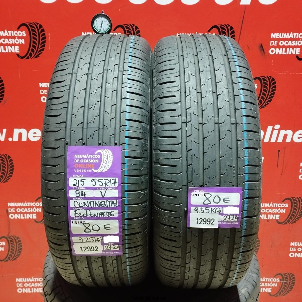 2x 215 55 R17 94V CONTINENTAL ECOCONTACT6 6.0/6.0mm REF:12992