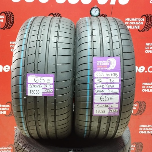 [Ref:13038] 2x 225 40 R18 92YXL GOODYEAR EAGLE F1 ASYMMETRIC3 6.2/6.7mm REF:13038