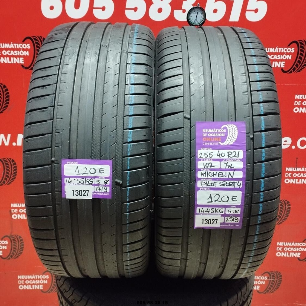 2x 255 40 R21 102YXL MICHELIN PILOT SPORT4 5.8/5.8mm REF:13027