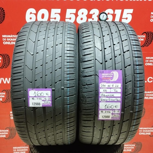 [Ref:12988] 2x 285 35 R22 106YXL HANKOOK VENTUS S1 EVO2 SUV 5.0/6.0mm REF:12988