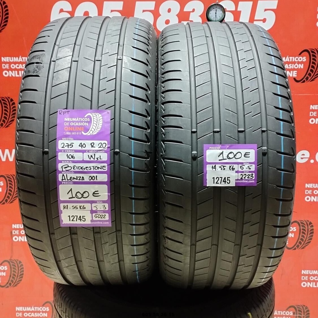 275 40 R20 106W BRIDGESTONE ALENZA 001 RFT 5.3/5.5mm REF:12745