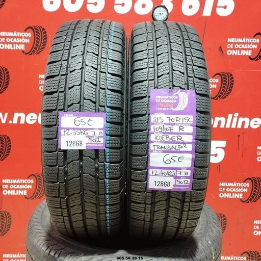 [REF:12868] 215 70 R 15C 109/107R KLEBER TRANSALP2 M+S* 7.8/7.8mm REF:12868