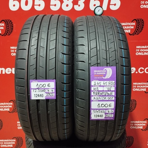 [REF:12440] 245 45 R20 103W BRIDGESTONE ALENZA 001 7.0/7.0mm REF:12440