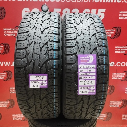 [Ref:13273] 2x 275 60 R20 115H NOKIAN ROTIIVA AT 4X4 5.7/5.4mm REF:13273