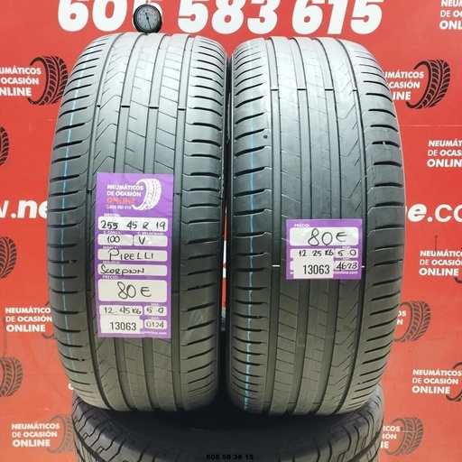 [Ref: 13063] 2x 255 45 R19 100V PIRELLI SCORPION 5.0/5.0mm REF:13063