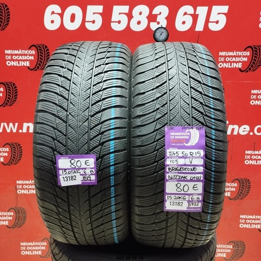 [Ref:13182] 2x 245 50 R19 105V BRIDGESTONE BLIZZAK LM001 M+S* RSC 6.8/6.8mm REF:13182