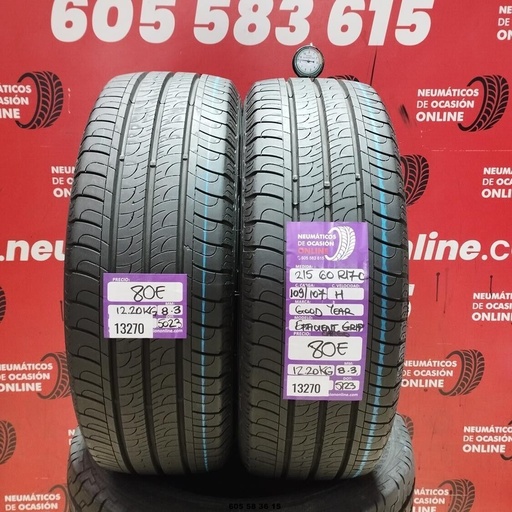 [Ref: 13270] 2x 215 60 R17C 109/107H GOODYEAR EFFICIENT GRIP CARGO 8.3/8.3mm REF:13270