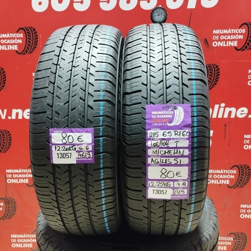 [Ref:13057] 2x 215 65 R16C 106/104T MICHELIN AGILIS51 M+S* 6.6/7.6 REF:13057