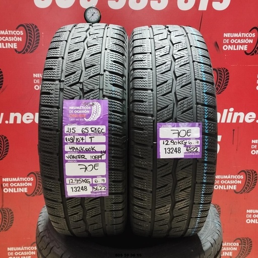 [Ref:13248] 2x 215 65 R16C 109/107T HANKOOK WINTER ICEPT 6.7/6.7mm REF:13248