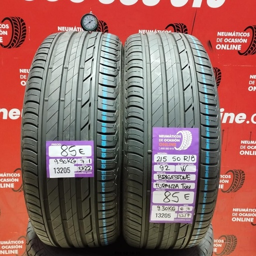 [REF:13205] 215 50 R18 92W BRIDGESTONE TURANZA T001 6.7/7.1mm REF:13205