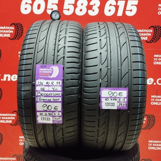 [Ref:13133] 2x 235 40R19 96Y XL BRIDGESTONE POTENZA S001 6.6/6.4MM REF. 13133