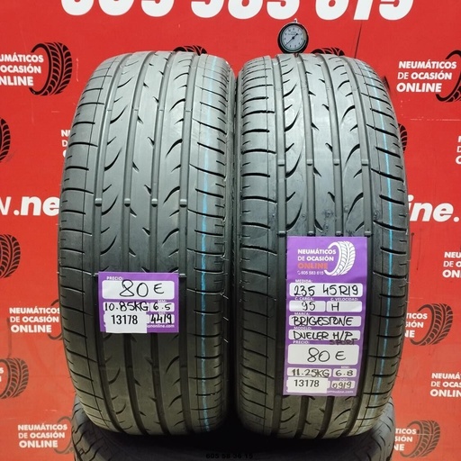 [Ref:13178] 2x 235 45 R19 95H BRIDGESTONE DUELER H/P SPORT 6.5/6.8MM REF. 13178