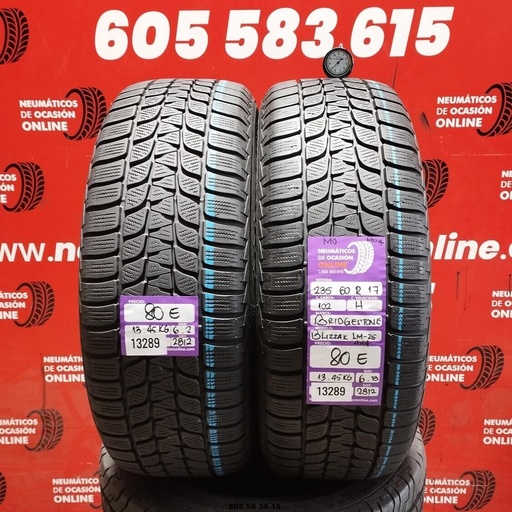 [Ref:13289] 2x 235 60 R17 102H BRIDGESTONE BLIZZAK LM 25 6.2/6.8MM REF. 13289