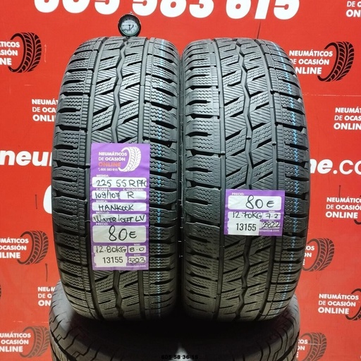 [Ref: 13155] 2x 225 55 R17C 109/107R HANKOOK WINTER ICEPT LV 8.0/7.2mm REF:13155