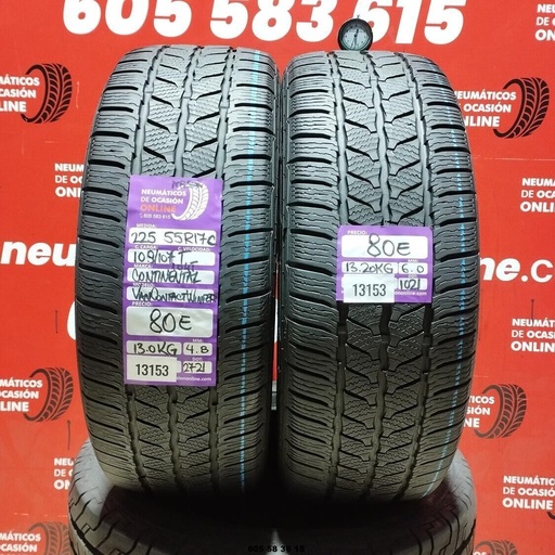 [Ref:13153] 2x 225 55 R17C 109/107T CONTINENTAL VAN CONTACT WINTER 6.0/4.8mm REF:13153