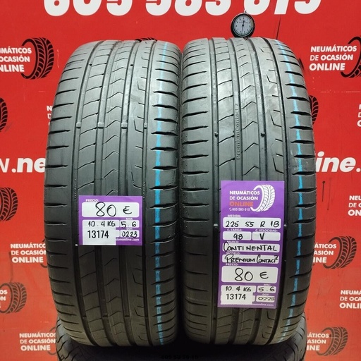 [Ref:13174] 2x 225 55 R18 98V CONTINENTAL PREMIUM CONTACT7 5.6/5.6mm REF:13174