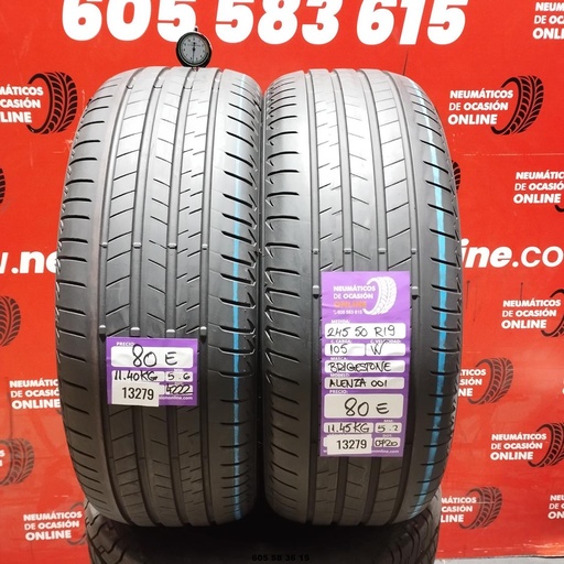 [Ref:13279] 2x 2x 245 50 R19 105W BRIDGESTONE ALENZA 001 5.6/5.2MM REF. 13279