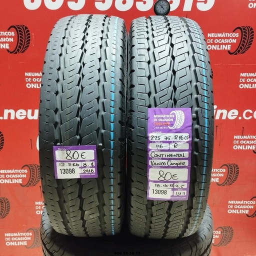 [Ref:13098] 2x 225 75 R 16CP 116R CONTINENTAL VANCO CAMPER 8.4/9.5mm REF:13098